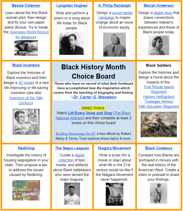 Black History Month Choice Board